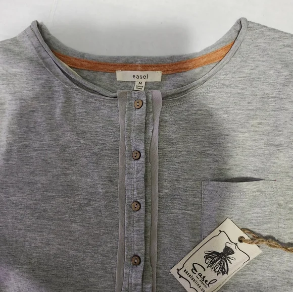 NWT   Easel   Women's S   Henley Tunic   Top   Gray & Orange - Picture 11 of 14